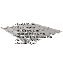 Dakpanplaat 2/1060 | Anti-Drup 1000 g/m² | Staal 0,50 mm | 25 µm Polyester | 9007 - Grijs aluminiumkleurig #2
