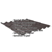 Dakpanplaat 2/1060 | Anti-Drup 1000 g/m² | Staal 0,50 mm | 35 µm Mattpolyester | 32 - Donkerbruin #2