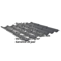 Dakpanplaat 2/1060 | Anti-Drup 1000 g/m² | Staal 0,50 mm | 60 µm Puramid | 7016 - Antracietgrijs #2