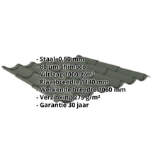Dakpanplaat 2/1060 | Anti-Drup 1000 g/m² | Staal 0,50 mm | 80 µm Shimoco | 6020 - Chroomoxydegroen #2