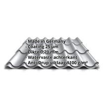 Dakpanplaat 2/1060 | Anti-Drup 1000 g/m² | Aluminium 0,70 mm | 25 µm Polyester | 9006 - Zilver-Metallic #2