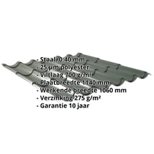 Dakpanplaat 2/1060 | Anti-Drup 700 g/m² | Restpartij Staal 0,40 mm | 25 µm Polyester | 6020 - Chroomoxydegroen Dakpanplaat 2/1060 | Anti-Drup 700 g/m² | Restpartij | Staal 0,40 mm | 25 µm Polyester | 6020 - Chroomoxydegroen #2