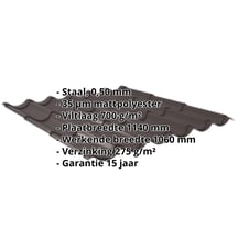 Dakpanplaat 2/1060 | Anti-Drup 700 g/m² | Staal 0,50 mm | 35 µm Mattpolyester | 32 - Donkerbruin #2