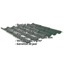Dakpanplaat 2/1060 | Anti-Drup 700 g/m² | Staal 0,50 mm | 60 µm Puramid | 6005 - Mosgroen #2