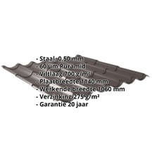 Dakpanplaat 2/1060 | Anti-Drup 700 g/m² | Staal 0,50 mm | 60 µm Puramid | 8017 - Chocoladebruin #2