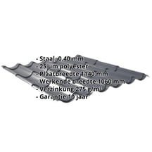 Dakpanplaat 2/1060 | Restpartij Staal 0,40 mm | 25 µm Polyester | 7016 - Antracietgrijs Dakpanplaat 2/1060 | Restpartij | Staal 0,40 mm | 25 µm Polyester | 7016 - Antracietgrijs #2