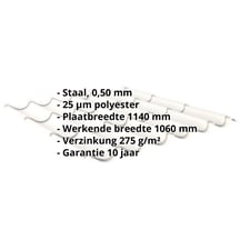 Dakpanplaat 2/1060 | Staal 0,50 mm | 25 µm Polyester | 9010 - Zuiverwit #2
