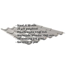 Dakpanplaat 2/1060 | Staal 0,50 mm | 25 µm Polyester | 9007 - Grijs aluminiumkleurig #2