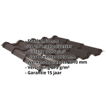 Dakpanplaat EUROPA | Anti-Drup 1000 g/m² | Staal 0,50 mm | 35 µm Mattpolyester | 32 - Donkerbruin #2
