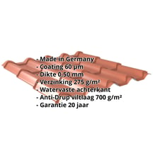 Dakpanplaat EUROPA | Anti-Drup 700 g/m² | Staal 0,50 mm | 60 µm TTHD | 8004 - Koperbruin #2