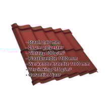 Dakpanplaat Szafir 350/15 | Anti-Drup 700 g/m² | Staal 0,40 mm | 25 µm Polyester | 028 - Kersrood #2