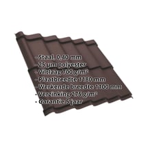 Dakpanplaat Szafir 350/15 | Anti-Drup 700 g/m² Staal 0,40 mm | 25 µm Polyester | 8017 - Chocoladebruin Dakpanplaat Szafir 350/15 | Anti-Drup 700 g/m² | Staal 0,40 mm | 25 µm Polyester | 8017 - Chocoladebruin #2