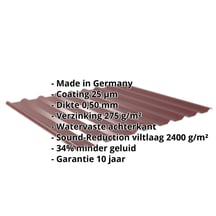 Damwandplaat 20/1100 | Dak | Anti-Drup 1000 g/m² | Staal 0,50 mm | 25 µm Polyester | 3005 - Wijnrood #2