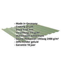 Damwandplaat 20/1100 | Dak | Anti-Drup 1000 g/m² | Staal 0,50 mm | 25 µm Polyester | 6011 - Resedagroen #2