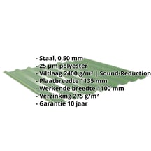 Damwandplaat 20/1100 | Dak | Anti-Drup 1000 g/m² | Staal 0,50 mm | 25 µm Polyester | 6002 - Loofgroen #2