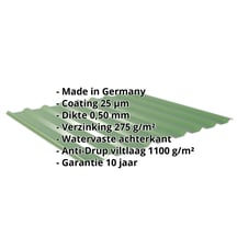 Damwandplaat 20/1100 | Dak | Anti-Drup 1000 g/m² | Staal 0,50 mm | 25 µm Polyester | 6002 - Loofgroen #2