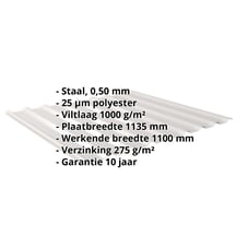 Damwandplaat 20/1100 | Dak | Anti-Drup 1000 g/m² | Staal 0,50 mm | 25 µm Polyester | 7035 - Lichtgrijs #2