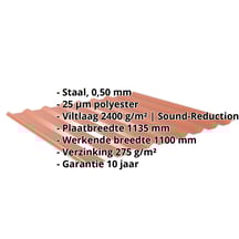 Damwandplaat 20/1100 | Dak | Anti-Drup 1000 g/m² Staal 0,50 mm | 25 µm Polyester | 8004 - Koperbruin Damwandplaat 20/1100 | Dak | Anti-Drup 1000 g/m² | Staal 0,50 mm | 25 µm Polyester | 8004 - Koperbruin #2