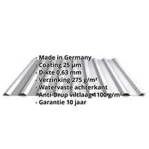 Damwandplaat 20/1100 | Dak | Anti-Drup 1000 g/m² | Staal 0,63 mm | 25 µm Polyester | 9006 - Zilver-Metallic #2