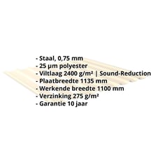 Damwandplaat 20/1100 | Dak | Anti-Drup 1000 g/m² Staal 0,75 mm | 25 µm Polyester | 1015 - Licht ivoorkleuri Damwandplaat 20/1100 | Dak | Anti-Drup 1000 g/m² | Staal 0,75 mm | 25 µm Polyester | 1015 - Licht ivoorkleuri #2