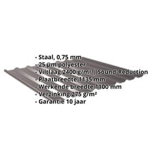 Damwandplaat 20/1100 | Dak | Anti-Drup 1000 g/m² | Staal 0,75 mm | 25 µm Polyester | 8017 - Chocoladebruin #2