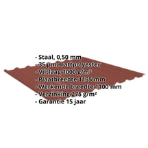 Damwandplaat 20/1100 | Dak | Anti-Drup 1000 g/m² | Staal 0,50 mm | 35 µm Mattpolyester | 29 - Rood #2