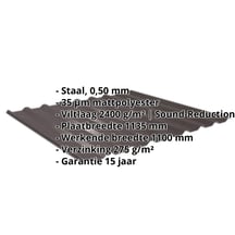 Damwandplaat 20/1100 | Dak | Anti-Drup 1000 g/m² | Staal 0,50 mm | 35 µm Mattpolyester | 32 - Donkerbruin #2