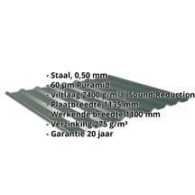 Damwandplaat 20/1100 | Dak | Anti-Drup 1000 g/m² | Staal 0,50 mm | 60 µm Puramid | 6005 - Mosgroen #2
