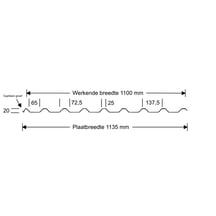 Damwandplaat 20/1100 | Dak | Anti-Drup 1000 g/m² | Staal 0,50 mm | 60 µm TTHD | 6005 - Mosgroen #8