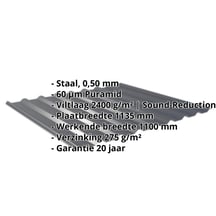 Damwandplaat 20/1100 | Dak | Anti-Drup 1000 g/m² | Staal 0,50 mm | 60 µm Puramid | 7016 - Antracietgrijs #2