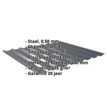 Damwandplaat 20/1100 | Dak | Anti-Drup 1000 g/m² Staal 0,50 mm | 60 µm Puramid | 7016 - Antracietgrijs Damwandplaat 20/1100 | Dak | Anti-Drup 1000 g/m² | Staal 0,50 mm | 60 µm Puramid | 7016 - Antracietgrijs #2