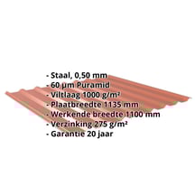 Damwandplaat 20/1100 | Dak | Anti-Drup 1000 g/m² | Staal 0,50 mm | 60 µm Puramid | 8004 - Koperbruin #2