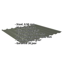 Damwandplaat 20/1100 | Dak | Anti-Drup 1000 g/m² Staal 0,50 mm | 80 µm Shimoco | 6020 - Chroomoxydegroen Damwandplaat 20/1100 | Dak | Anti-Drup 1000 g/m² | Staal 0,50 mm | 80 µm Shimoco | 6020 - Chroomoxydegroen #2