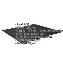 Damwandplaat 20/1100 | Dak | Anti-Drup 1000 g/m² Staal 0,50 mm | 80 µm Shimoco | 9005 - Gitzwart Damwandplaat 20/1100 | Dak | Anti-Drup 1000 g/m² | Staal 0,50 mm | 80 µm Shimoco | 9005 - Gitzwart #2