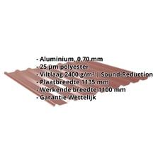 Damwandplaat 20/1100 | Dak | Anti-Drup 2400 g/m² | Aluminium 0,70 mm | 25 µm Polyester | 8012 - Roodbruin #2