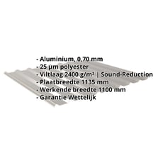 Damwandplaat 20/1100 | Dak | Anti-Drup 2400 g/m² Aluminium 0,70 mm | 25 µm Polyester | 9007 - Grijs alumini Damwandplaat 20/1100 | Dak | Anti-Drup 2400 g/m² | Aluminium 0,70 mm | 25 µm Polyester | 9007 - Grijs alumini #2