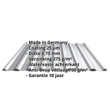 Damwandplaat 20/1100 | Dak | Anti-Drup 700 g/m² | Actieplaat | Staal 0,75 mm | 25 µm Polyester | 9006 - Zilver-Metallic #2