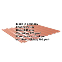 Damwandplaat 20/1100 | Dak | Anti-Drup 700 g/m² | Restpartij | Staal 0,40 mm | 25 µm Polyester | 8004 - Koperbruin #2