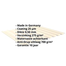 Damwandplaat 20/1100 | Dak | Anti-Drup 700 g/m² | Staal 0,50 mm | 25 µm Polyester | 1015 - Licht ivoorkleurig #2