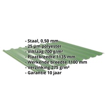 Damwandplaat 20/1100 | Dak | Anti-Drup 700 g/m² Staal 0,50 mm | 25 µm Polyester | 6002 - Loofgroen Damwandplaat 20/1100 | Dak | Anti-Drup 700 g/m² | Staal 0,50 mm | 25 µm Polyester | 6002 - Loofgroen #2