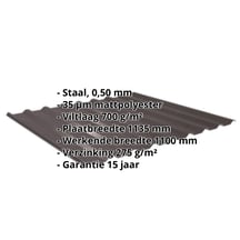 Damwandplaat 20/1100 | Dak | Anti-Drup 700 g/m² | Staal 0,50 mm | 35 µm Mattpolyester | 32 - Donkerbruin #2