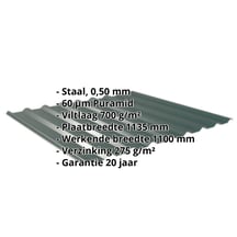 Damwandplaat 20/1100 | Dak | Anti-Drup 700 g/m² | Staal 0,50 mm | 60 µm Puramid | 6005 - Mosgroen #2