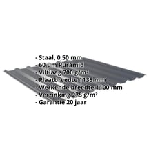 Damwandplaat 20/1100 | Dak | Anti-Drup 700 g/m² | Staal 0,50 mm | 60 µm Puramid | 7016 - Antracietgrijs #2