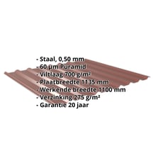 Damwandplaat 20/1100 | Dak | Anti-Drup 700 g/m² Staal 0,50 mm | 60 µm Puramid | 8012 - Roodbruin Damwandplaat 20/1100 | Dak | Anti-Drup 700 g/m² | Staal 0,50 mm | 60 µm Puramid | 8012 - Roodbruin #2