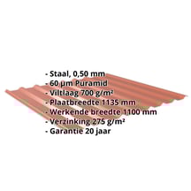 Damwandplaat 20/1100 | Dak | Anti-Drup 700 g/m² | Staal 0,50 mm | 60 µm Puramid | 8004 - Koperbruin #2
