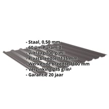 Damwandplaat 20/1100 | Dak | Anti-Drup 700 g/m² | Staal 0,50 mm | 60 µm Puramid | 8017 - Chocoladebruin #2