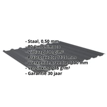 Damwandplaat 20/1100 | Dak | Anti-Drup 700 g/m² Staal 0,50 mm | 80 µm Shimoco | 7016 - Antracietgrijs Damwandplaat 20/1100 | Dak | Anti-Drup 700 g/m² | Staal 0,50 mm | 80 µm Shimoco | 7016 - Antracietgrijs #2