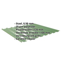 Damwandplaat 20/1100 | Dak | Staal 0,50 mm | 25 µm Polyester | 6002 - Loofgroen #2