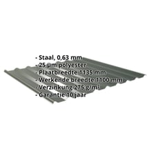 Damwandplaat 20/1100 | Dak Staal 0,63 mm | 25 µm Polyester | 6020 - Chroomoxydegroen Damwandplaat 20/1100 | Dak | Staal 0,63 mm | 25 µm Polyester | 6020 - Chroomoxydegroen #2