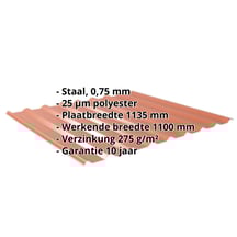 Damwandplaat 20/1100 | Dak Staal 0,75 mm | 25 µm Polyester | 8004 - Koperbruin Damwandplaat 20/1100 | Dak | Staal 0,75 mm | 25 µm Polyester | 8004 - Koperbruin #2